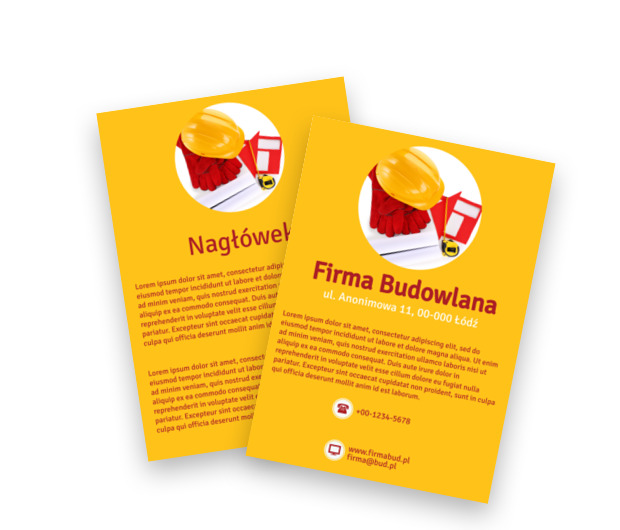 W odcieniu żółcieni Praca siłą umysłu, Budownictwo, Firma budowlana - Ulotki Netprint szablony online