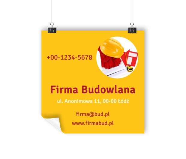 Reklama, która woła z daleka, Budownictwo, Firma budowlana - Plakaty Wielkoformatowe Netprint szablony online