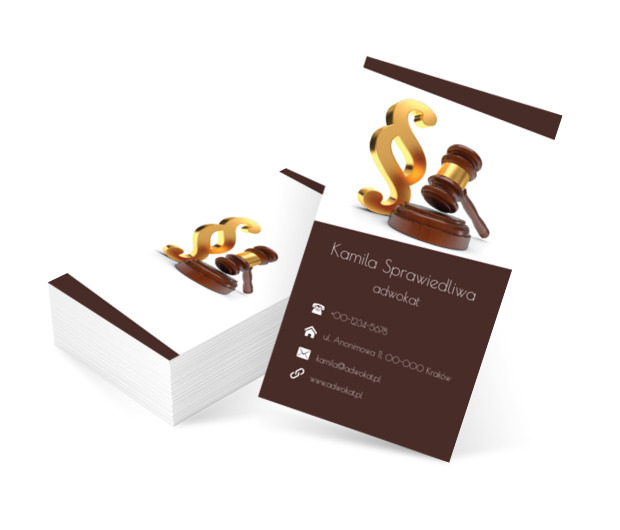 Młotek sędziowski i paragraf, Prawo, Adwokat - Wizytówki Netprint szablony online
