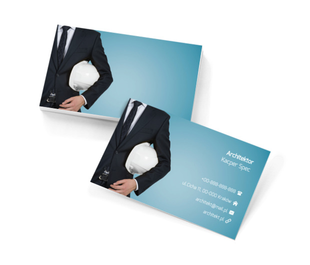 Architekt z kaskiem, Budownictwo, Architektura - Wizytówki Netprint szablony online