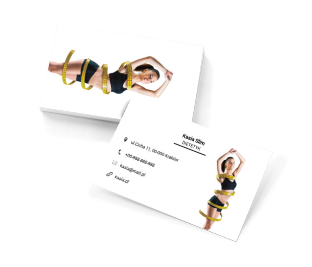 Kobieta opleciona metrem, Zdrowie i uroda, Dietetyk - Wizytówki Netprint szablony online