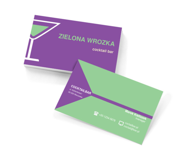 Fioletowo-zielona geometria, Gastronomia, Bar - Wizytówki Netprint szablony online