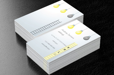 Trzy żarówki, Budownictwo, Elektryk - Wizytówki Netprint