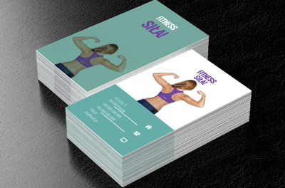 Sylwetka ćwiczącej kobiety, Zdrowie i uroda, Fitness - Wizytówki Netprint
