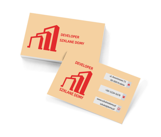 Trzy biurowce, Budownictwo, Deweloper - Wizytówki Netprint szablony online