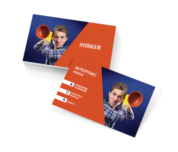 Szalony hydraulik, Usługi domowe, Hydraulik - Wizytówki Netprint szablony online