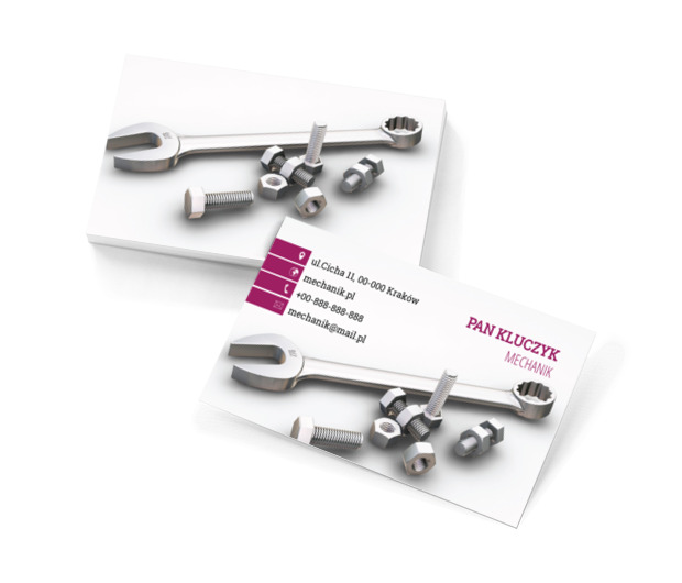 Klucz i śruby, Motoryzacja, Mechanik - Wizytówki Netprint szablony online