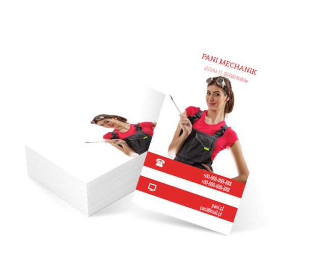 Pani mechanik, Motoryzacja, Mechanik - Wizytówki Netprint szablony online