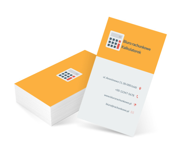 Kalkulator na pomarańczowym tle, Finanse i ubezpieczenia, Biuro rachunkowe - Wizytówki Netprint szablony online