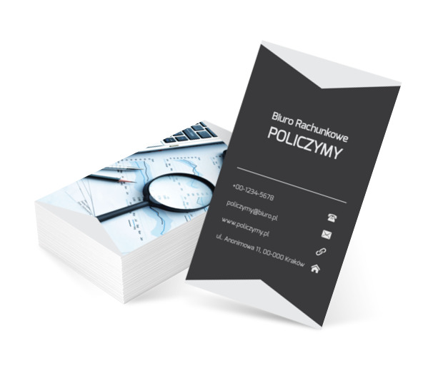 Lupa i kalkulator, Finanse i ubezpieczenia, Biuro rachunkowe - Wizytówki Netprint szablony online