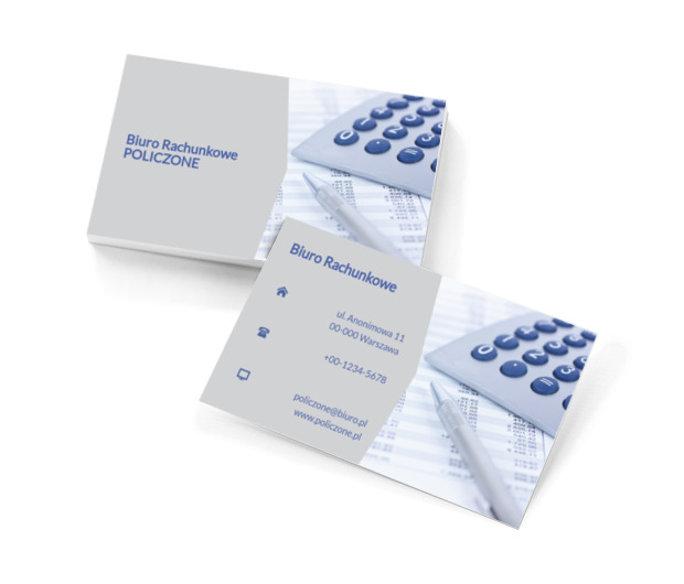 Zdjęcie z kalkulatorem, Finanse i ubezpieczenia, Biuro rachunkowe - Wizytówki Netprint szablony online