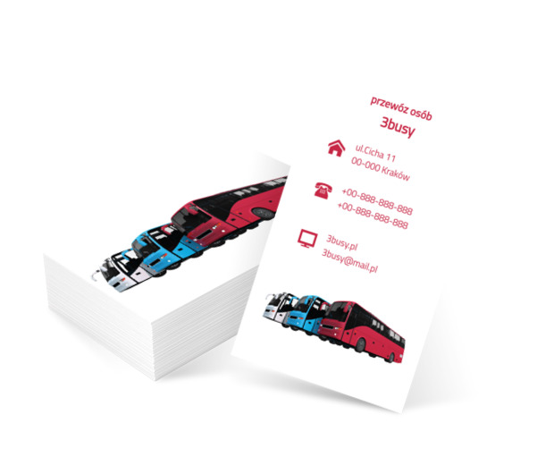 Trzy autobusy, Transport, Przewóz osób - Wizytówki Netprint szablony online