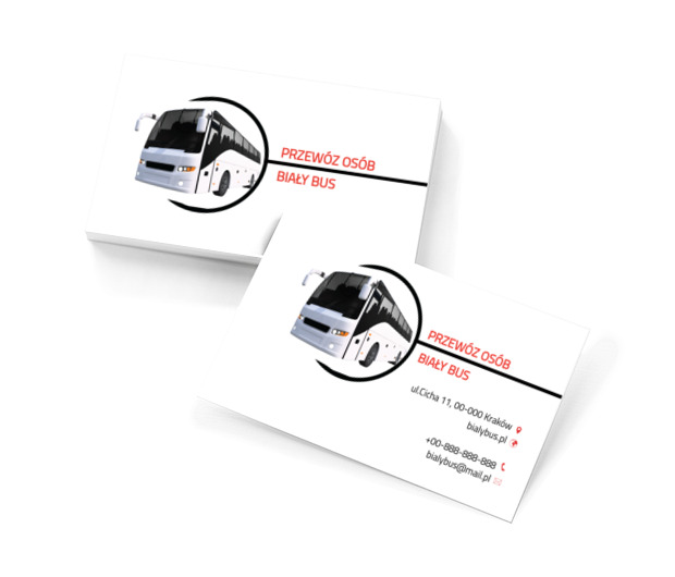Biały autokar, Transport, Przewóz osób - Wizytówki Netprint szablony online