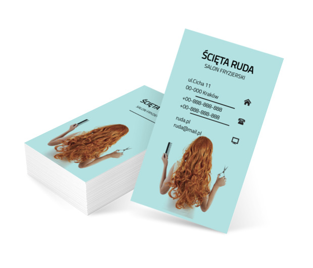 Kobieta z nożyczkami, Zdrowie i uroda, Salon fryzjerski - Wizytówki Netprint szablony online