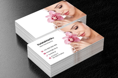 Kobieta z kwiatem, Zdrowie i uroda, Salon kosmetyczny - Wizytówki Netprint