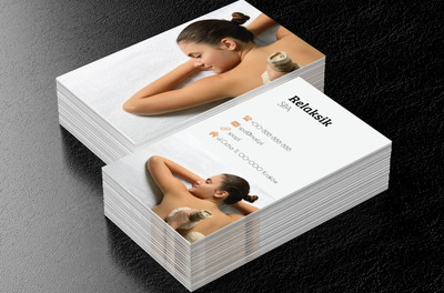 Zrelaksowana kobieta, Zdrowie i uroda, SPA - Wizytówki Netprint