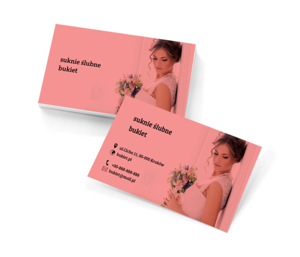 Zamyślona panna młoda, Sprzedaż, Suknie ślubne - Wizytówki Netprint szablony online