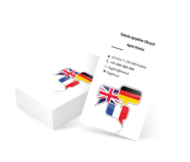 Dymki z flagami, Edukacja, Nauka języków obcych - Wizytówki Netprint szablony online