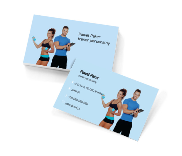 Dwoje trenerów, Zdrowie i uroda, Trener personalny - Wizytówki Netprint szablony online