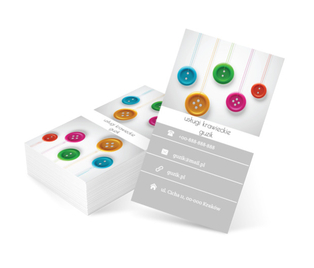 Kolorowe guziki, Usługi domowe, Usługi krawieckie - Wizytówki Netprint szablony online