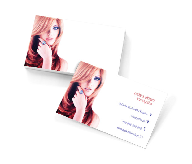 Rudowłosa modelka, Zdrowie i uroda, Wizaż - Wizytówki Netprint szablony online