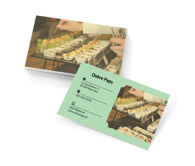 Zdjęcie stołów z jedzeniem, Gastronomia, Catering - Wizytówki Netprint szablony online