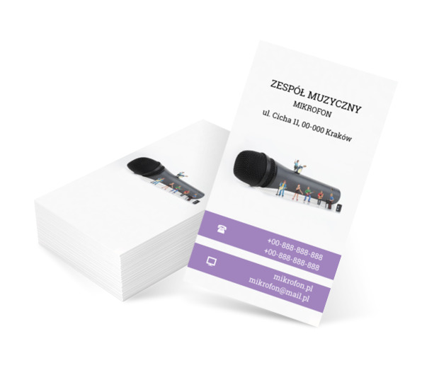 Zespół na tle mikrofonu, Rozrywka, Zespół muzyczny - Wizytówki Netprint szablony online