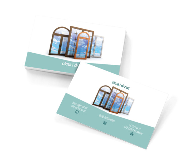 Okna różnych kształtów, Budownictwo, Okna i Drzwi - Wizytówki Netprint szablony online
