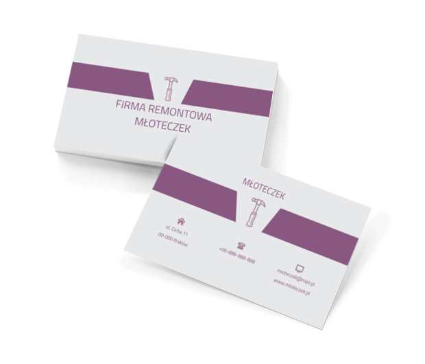 Fioletowy młotek, Budownictwo, Remont i Wykończenia - Wizytówki Netprint szablony online