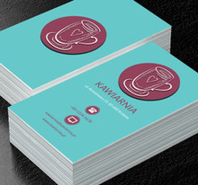 Ciekawa grafika na turkusowym tle, Gastronomia, Kawiarnia - Wizytówki Netprint