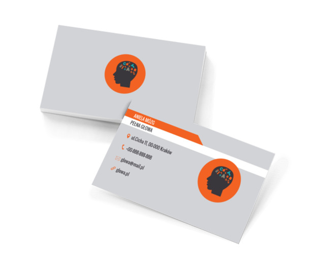 Głowa na pomarańczowym tle, Edukacja, Korepetycje - Wizytówki Netprint szablony online