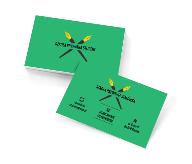 Dwa pióra, Edukacja, Szkoła prywatna - Wizytówki Netprint szablony online