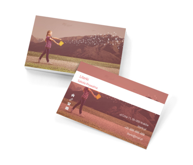 Żółte wiaderko, Edukacja, Szkoła prywatna - Wizytówki Netprint szablony online