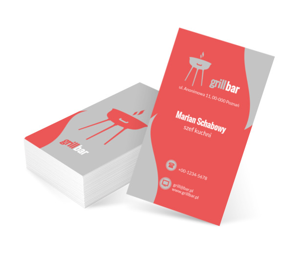 Czerwony grill, Gastronomia, Restauracja - Wizytówki Netprint szablony online