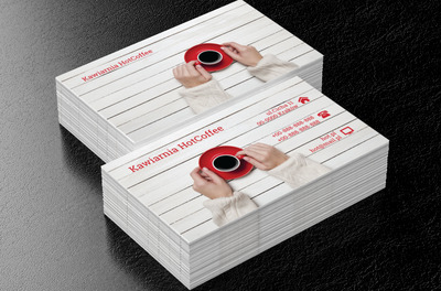 Czerwona filiżanka, Gastronomia, Kawiarnia - Wizytówki Netprint