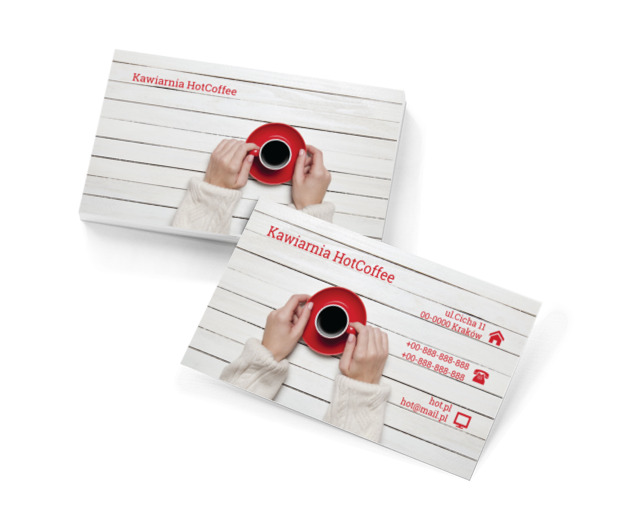 Czerwona filiżanka, Gastronomia, Kawiarnia - Wizytówki Netprint szablony online