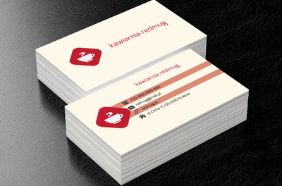 Filiżanka na czerwonym tle, Gastronomia, Kawiarnia - Wizytówki Netprint