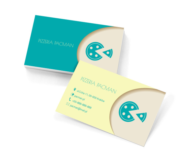 Turkusowa pizza, Gastronomia, Pizzeria - Wizytówki Netprint szablony online