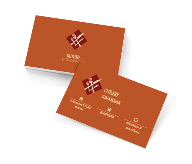 Podwójne sztućce, Gastronomia, Restauracja - Wizytówki Netprint szablony online