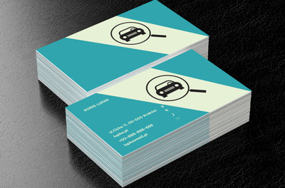 Samochód pod lupą, Motoryzacja, Komis samochodowy - Wizytówki Netprint