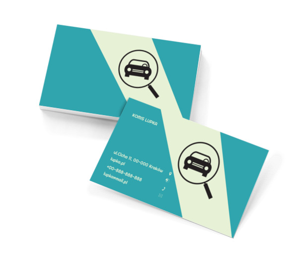 Samochód pod lupą, Motoryzacja, Komis samochodowy - Wizytówki Netprint szablony online