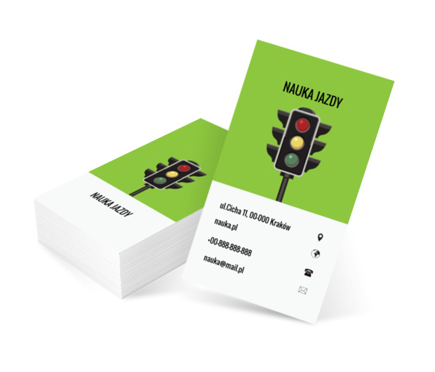 Sygnalizator na zielonym tle, Motoryzacja, Nauka jazdy - Wizytówki Netprint szablony online