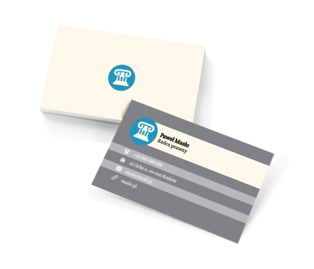 Kolumna na niebieskim tle, Prawo, Radca Prawny - Wizytówki Netprint szablony online