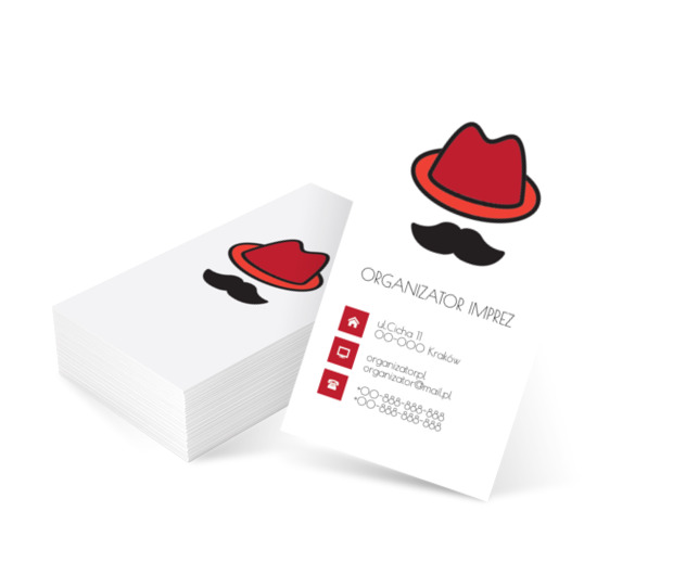 Kapelusz i wąsy, Rozrywka, Organizator imprez - Wizytówki Netprint szablony online