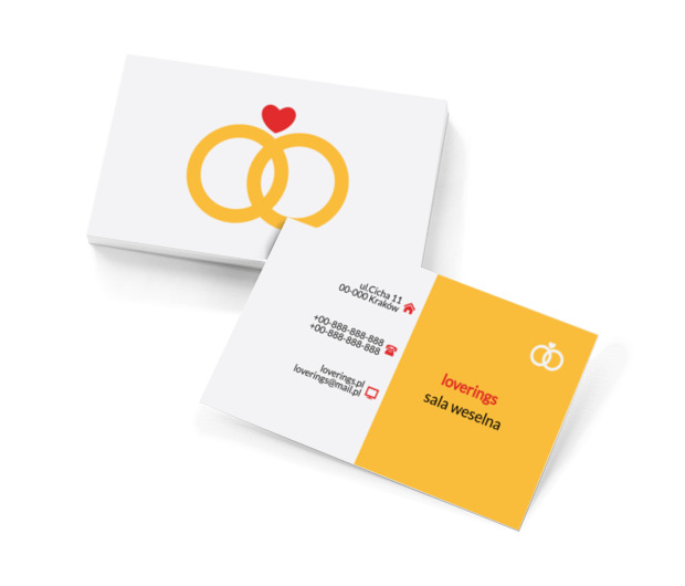 Złote obrączki, Rozrywka, Sala weselna - Wizytówki Netprint szablony online