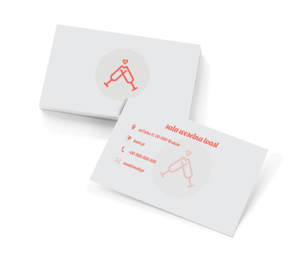 Czerwone kieliszki, Rozrywka, Sala weselna - Wizytówki Netprint szablony online