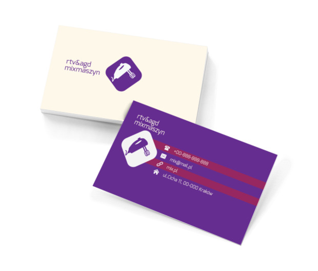 Fioletowy mikser, Sprzedaż, RTV i AGD - Wizytówki Netprint szablony online