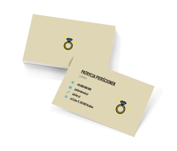 Pierścionek z diamentem, Sprzedaż, Jubiler - Wizytówki Netprint szablony online