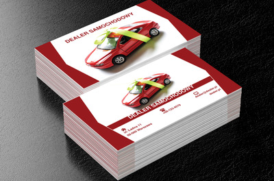 Samochód na czerwono-białym tle, Motoryzacja, Dealer - Wizytówki Netprint