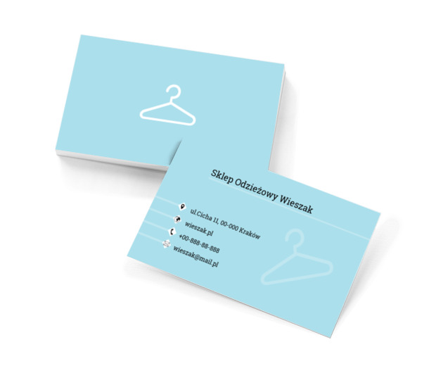 Biały wieszak, Sprzedaż, Odzież - Wizytówki Netprint szablony online